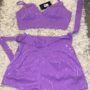 New with tags pastel latex two piece set